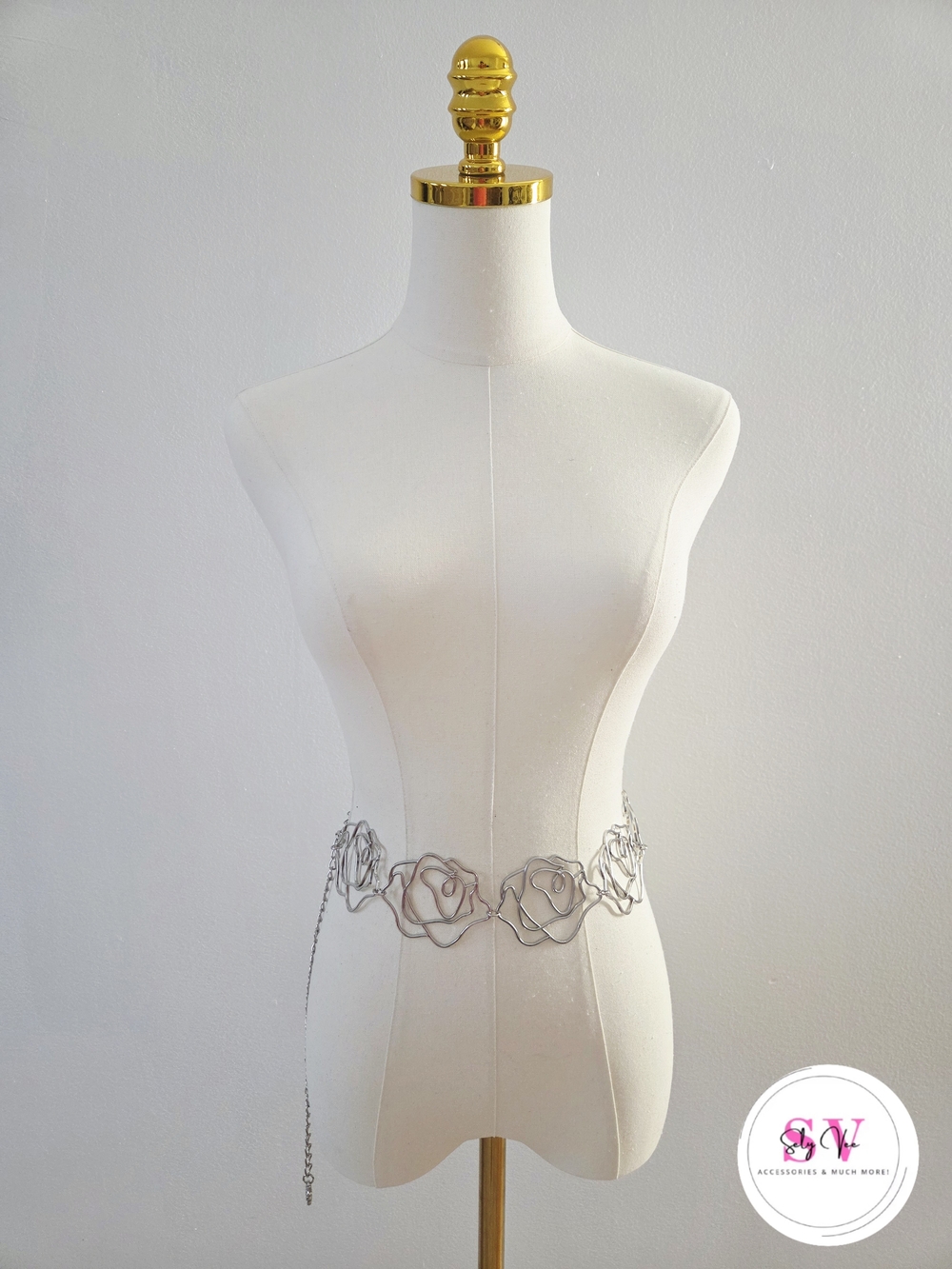 Silver Floral Chain Belt